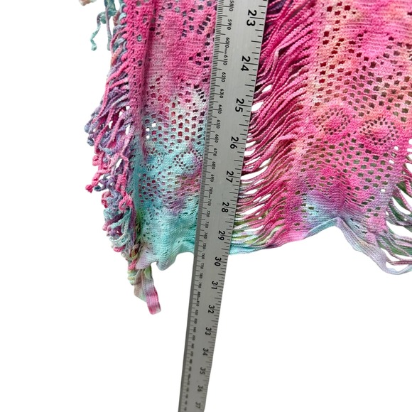 PILYQ PQ Rainbow Tie Dye Crochet Fringe Dress Colorful Cover Up‎ Size Small - Picture 4 of 8